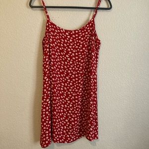 Reformation red floral shirt dress